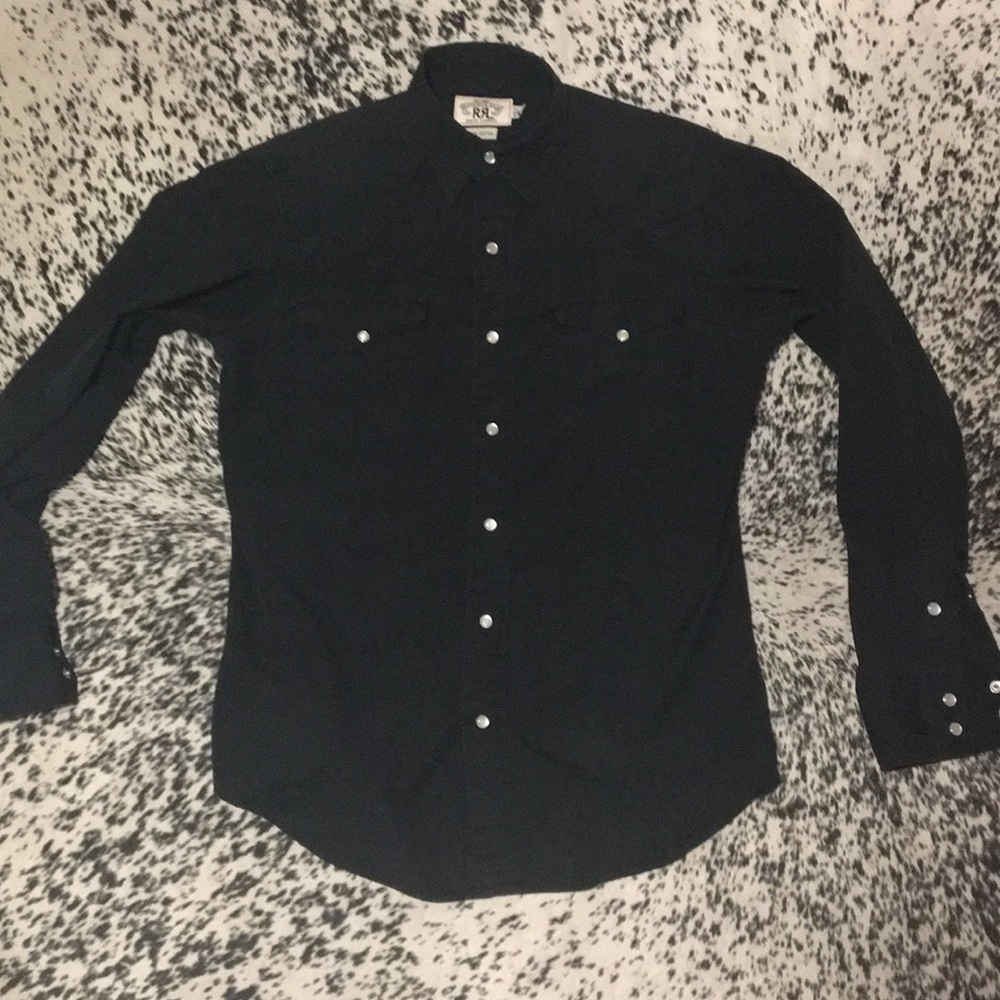 RRL black western snap shirt